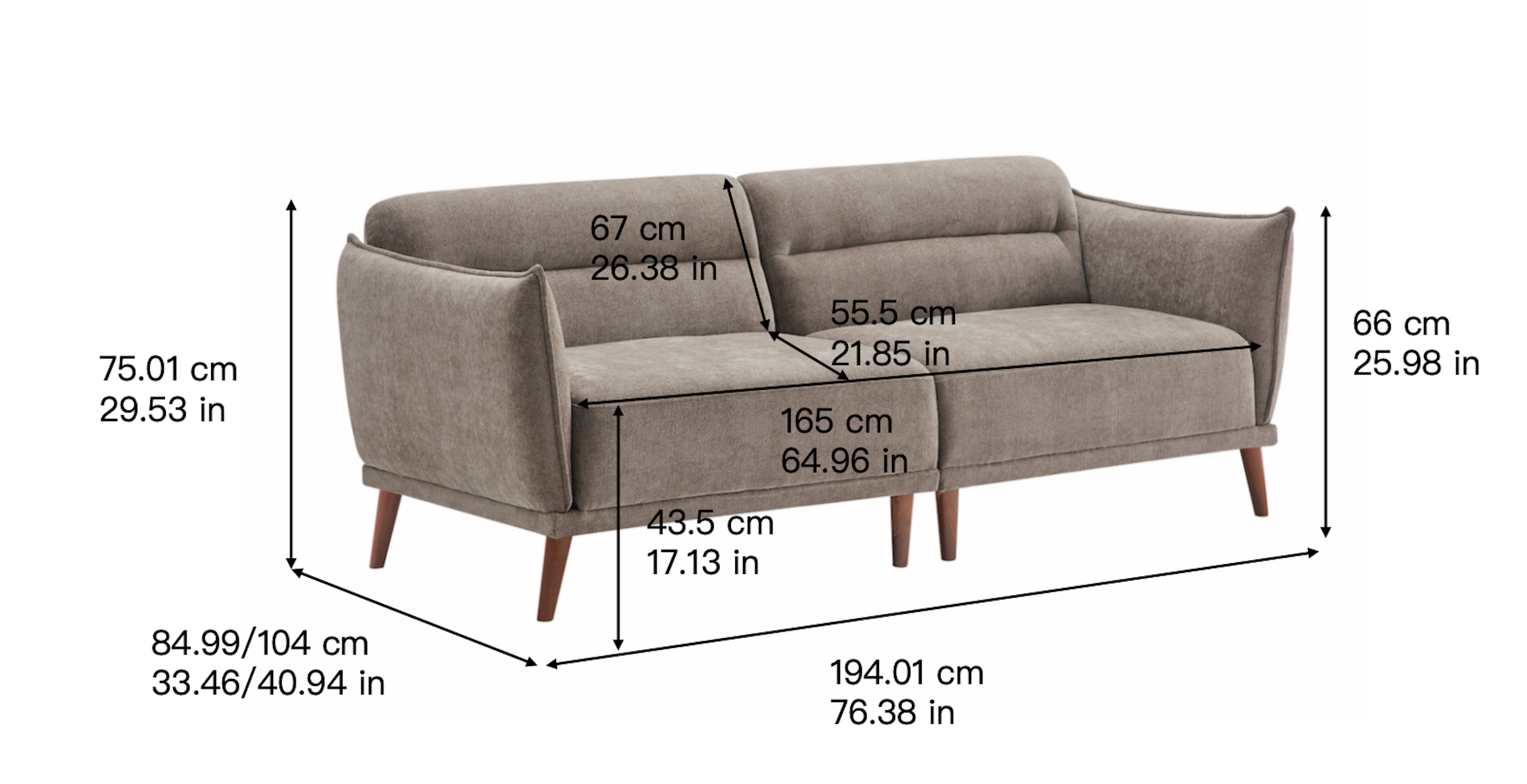 Mainstays 78.7" Adjustable Back Modern Futon, Brown photo 2
