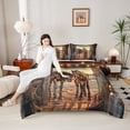thumbnail image 4 of Manfei Western Theme 3-Piece Full Size Comforter Sets for Female Men,Galloping Horse Bedding Comforter Set,Rustic Retro Farmhouse Lightweight Bedding Sets,Luxury Bedroom Decor,Reversible, 4 of 8