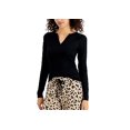 thumbnail image 2 of Jenni Women’s Split-Neck Pajama Top, Black, Large, 2 of 4
