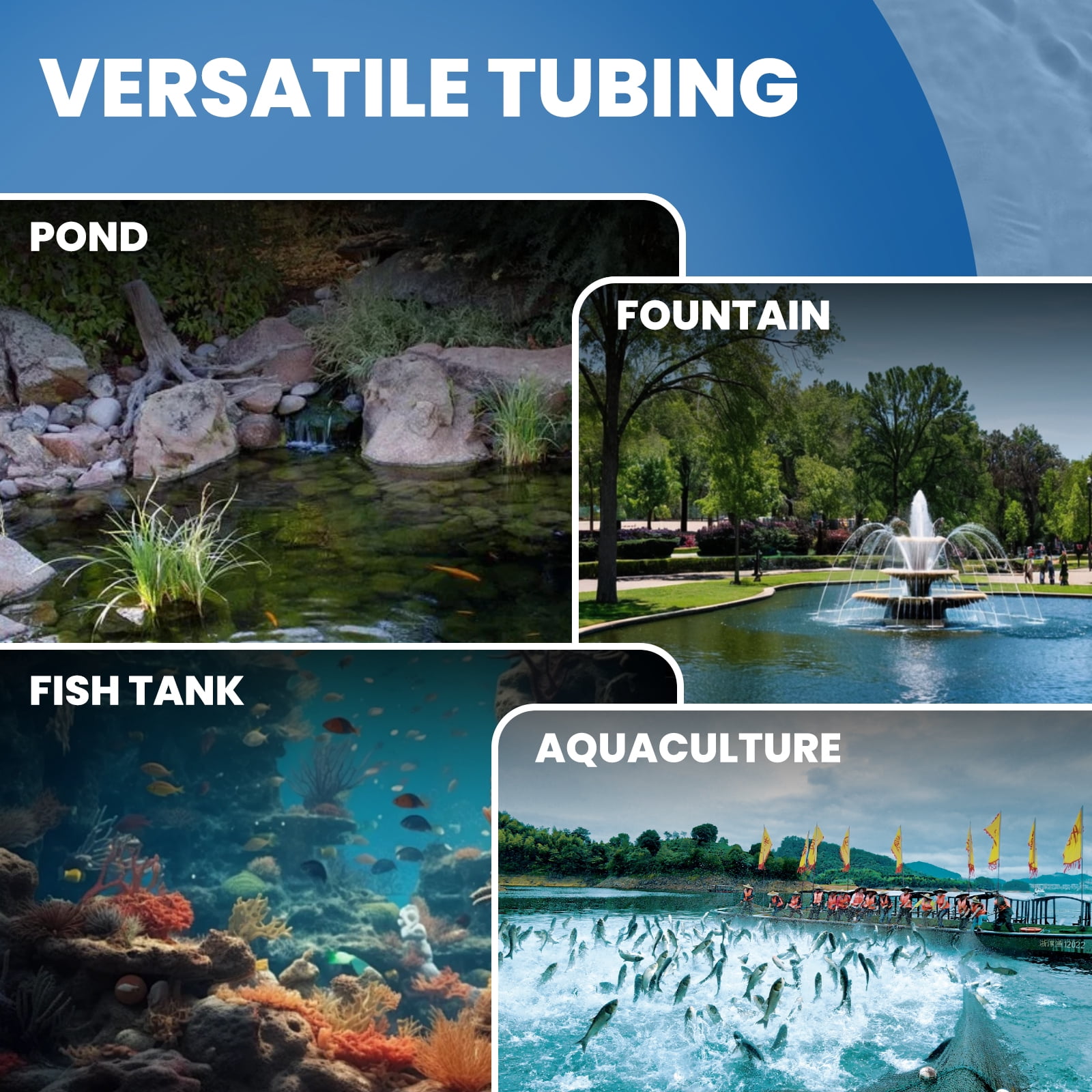 100 ft Pond Aerator Hose, 3/8 Inch Sprinkler Soaker Hose, Air Line Tubing Aquarium with 4 Stainless Steel Hose Clamps and 4 Copper Menders for Indoor Ponds, Aquariums