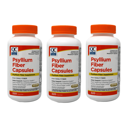 Quality Choice Psyllium Fiber Capsules, Plant-Based Soluble Fiber for Regularity Support, 320 Count Pack of 3