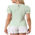 thumbnail image 3 of CHUANK Costume d'Halloween pour Femmes, Blouse d'Été à Carreaux, Col Rond, Manches Courtes Bouffantes, 3 of 5