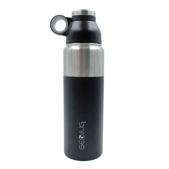 Brentwood Geojug Stainless Steel Vacuum-Insulated Water Bottle, 0.7 L, Black/Silver