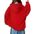 thumbnail image 4 of Tisuna Hoodie For Girls Boys Child Letter Print Long Sleeve Hooded Tops Comfortable Casual Kids Loose Fit Hoodies Sweatshirt Size 10-11 Years Red, 4 of 4