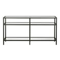 thumbnail image 3 of Pemberly Row 55" 3-Shelf Metal Black and Bronze Console Table with Glass Shelves, 3 of 7