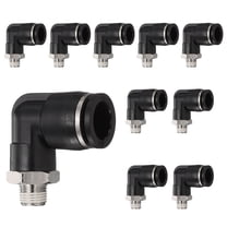 Uxcell 10pcs Push to Connect Fittings 1/4" to NPT1/8 Male Plastic Elbows Fitting Black