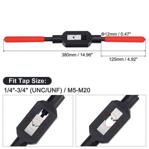 Adjustable Tap Wrench Handle for 1/4-3/4Inch (UNC/UNF) / Metric M5-M20 Taps, Thread Tap Holder Reamer Hand Tapping Tool