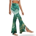 thumbnail image 2 of FKELYI Marble Texture Green Print Leggings Pants for Women Girls Bootcut Yoga Pants Slim-Fit Flare Leg Pants High-Waisted Yoga Leggings Sweatpants Athleticwear for Running Hiking, XS, 2 of 7