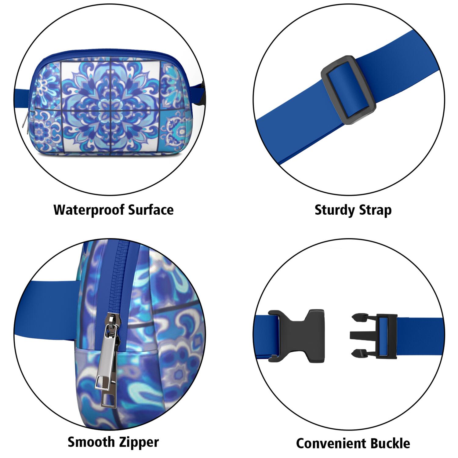 Waist Packs Bag Bohemian Tribal Waist Bag Running Belt Bag for Jogging for Women Casual Waist Packs with Adjustable Strap Waterproof Belt Bag for Daily Leisure Music Festival/Event