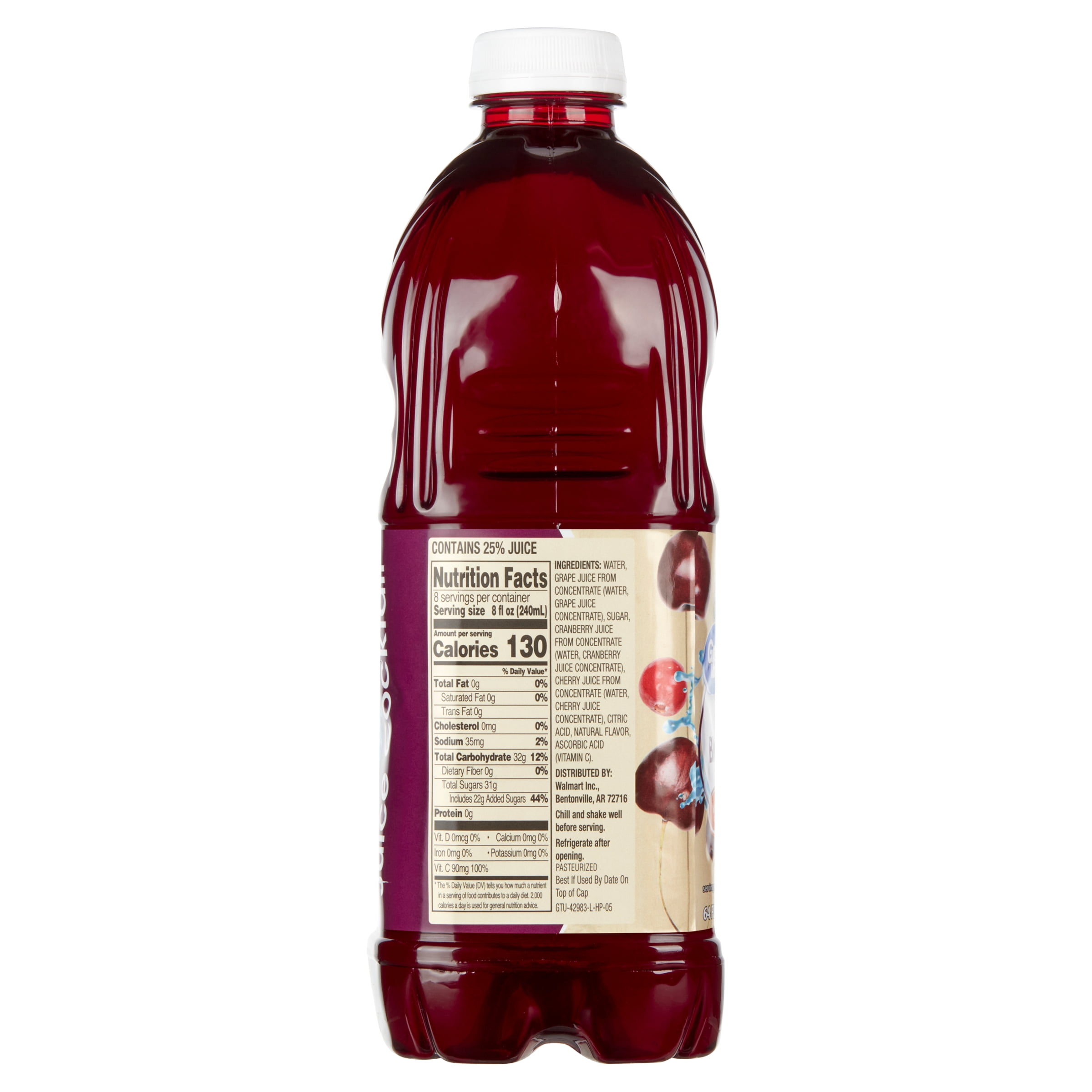 Great Value Cranberry Black Cherry Juice Cocktail, 64 fl oz