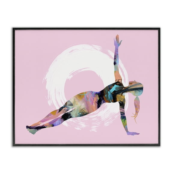 Stupell Industries Abstract Yoga Exercise People Painting Black Framed Art Print Wall Art, 14 x 11