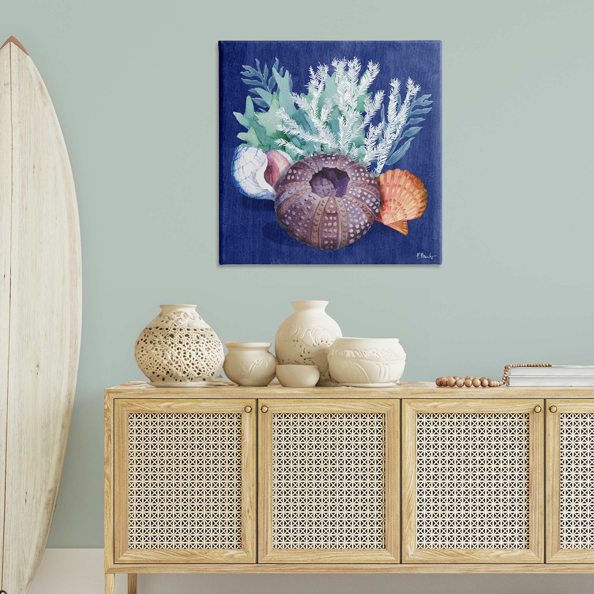 Stupell Industries Urchin Sea Life Coastal Painting Gallery Wrapped Canvas Art Print Wall Art, 36 x 36