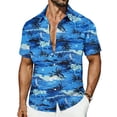 thumbnail image 2 of Ceisia Men's Tropical Island Print Short Sleeve Button Down Hawaiian Shirt for Beach Vacation Blue L Gifts, 2 of 7