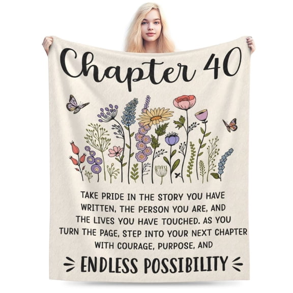 40th Birthday Gifts Women, Chapter 40 Blanket Gift for Her, 40 Year Old Birthday Gifts for Women, Friend, Sister, Mom, 1985 Bday Gift, Turning 40 Throw Blankets 50x40