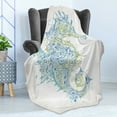 thumbnail image 4 of Seahorse Soft Flannel Fleece Throw Blanket, Sea Animal Creature in a Creative Design Illustration Print, Cozy Plush for Indoor and Outdoor Use, 50" x 60", Pale Blue Green, by Ambesonne, 4 of 5