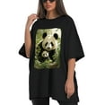thumbnail image 4 of Plus Size Shirt for Women Black Tops for Women Short Sleeves Shirt for Women Panda3 T Shirt Crewneck Shirt for Women 5XL, 4 of 5