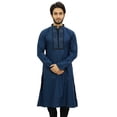 thumbnail image 2 of Atasi Chemise Tunique Décontractée pour Hommes en Coton Bleu Col Mandarin - Petite, 2 of 7