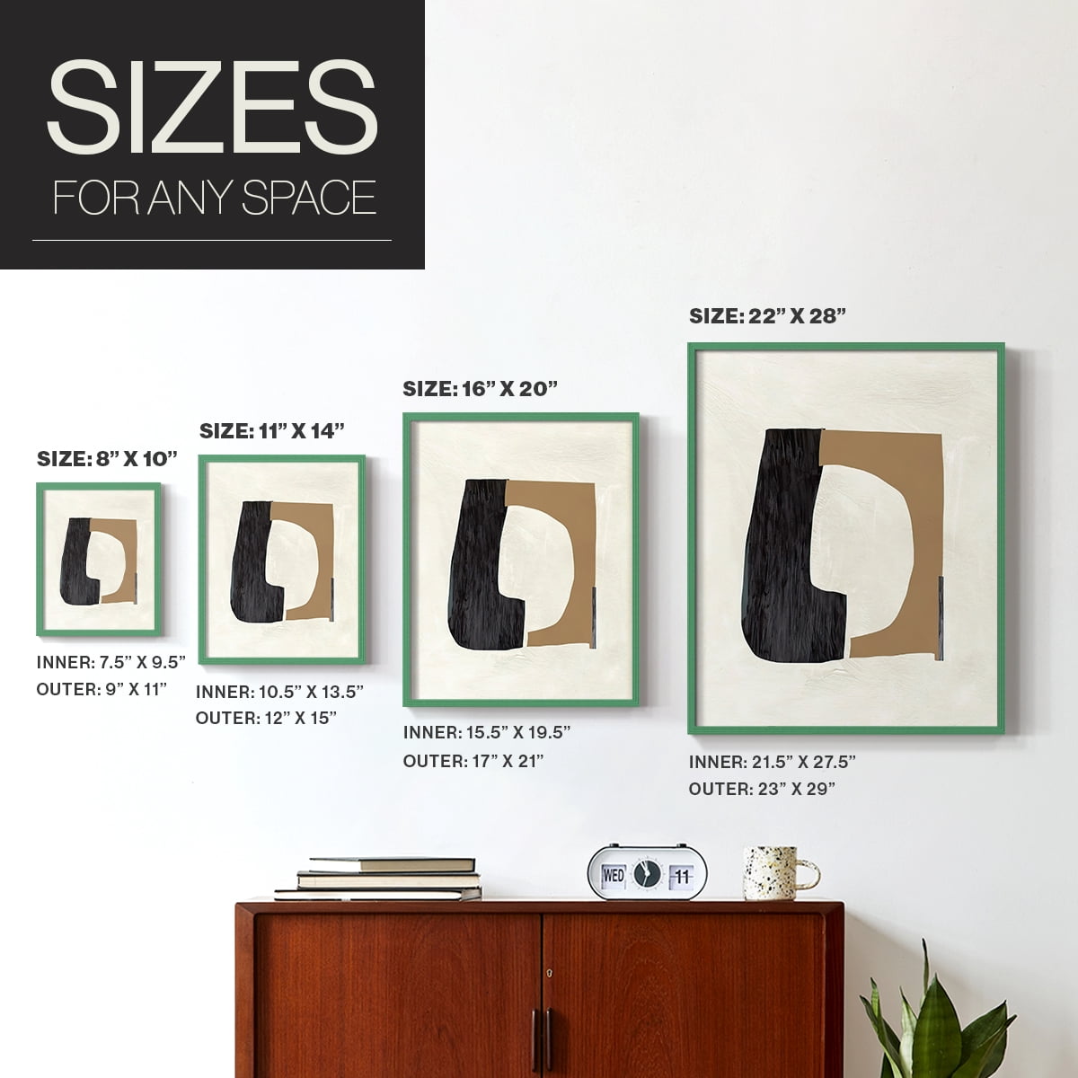Cardboard Cutouts II Framed Print in Green Solid Wood Framed Print No Nail Hanging
