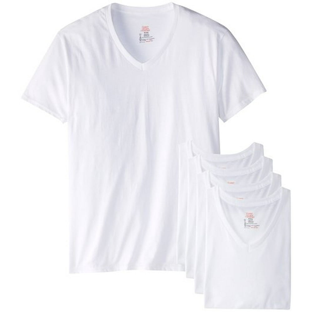 Hanes Hanes Mens Best V Neck T Shirt White X Large Pack Of 6
