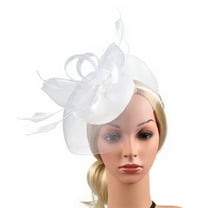 Ukumplol Women's Fascinators Kentucky Derby Hats for Women Tea Party Hats for Women 2023 Fascinator Hat Flower Feather Mesh Tea Party Hairband for Women Fascinators Hats for Women White 1 One Size