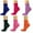 Green/Pink/Orange/Purple/Violet/Rose, variant on Women’s Triple Roll Cuff Cotton Crew Socks, 6-Pack, Colorful School Socks