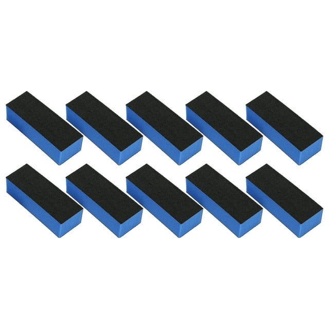 Unique Bargains 10 Pcs Comfortable Three Sides Black Sand Nail Buffers for DIY Blue