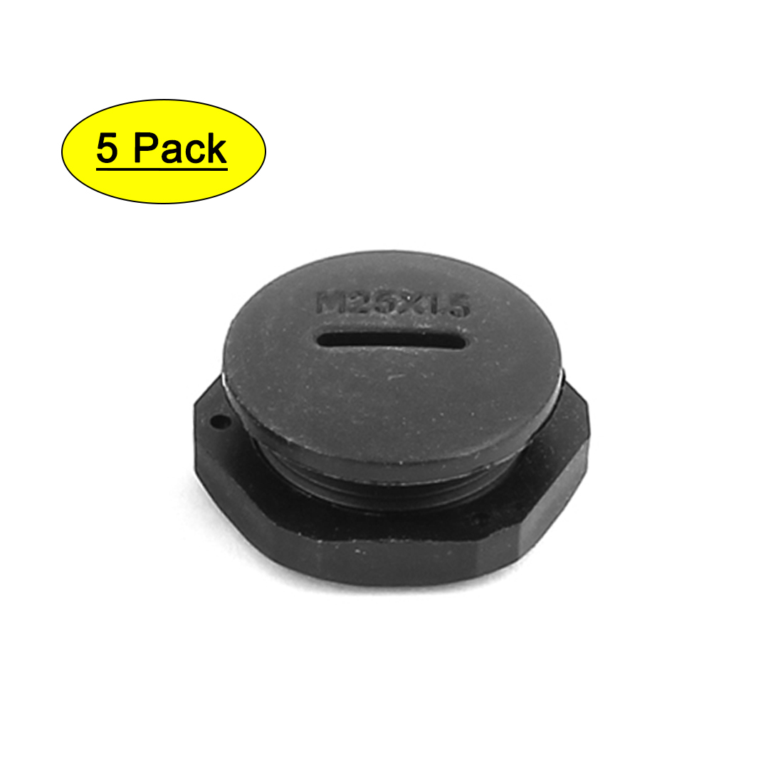 M25 x 1.5cm Plastic Round Head Pipe Plug Adapter Black 5Pcs