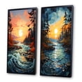 thumbnail image 3 of Designart "Sapphire Serenity Peach River wall decor II" Lake Framed Wall Art Set Of 2 - Peach Landscapes Gallery Wall Frame Set For Home Decor, 3 of 7