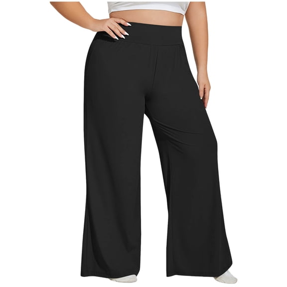 CHGBMOK Women High Waisted Sweatpants Wide Leg Baggy Workout Trousers Pants Cozy Plus Size Jogger Pants