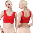 thumbnail image 4 of MGDXOX Breathable Anti-Sagging Sports Bra for Women Plus Size Wireless Bras with Cooling Lift-Up Air Tech Mesh High Support Red M, 4 of 4