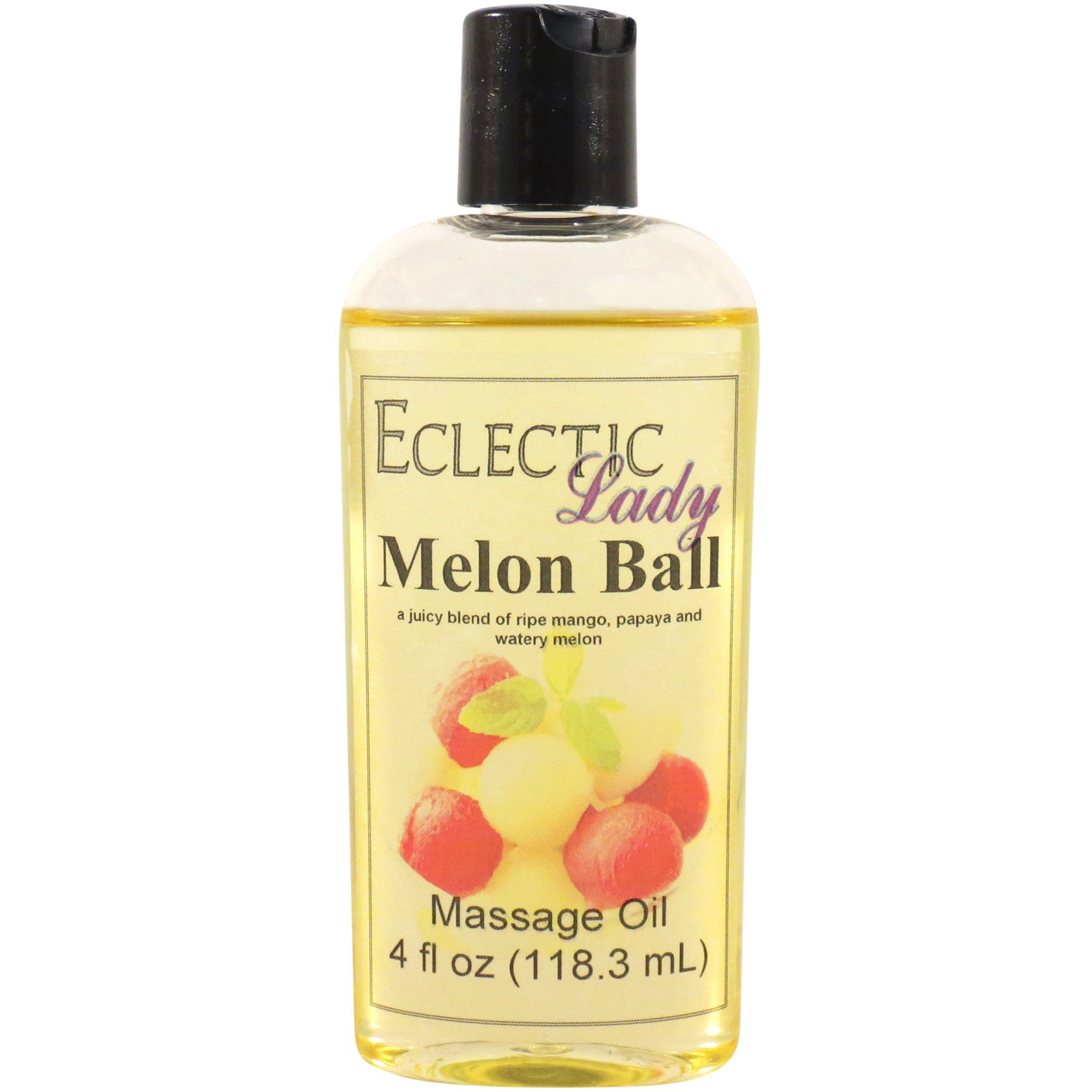 Melon Ball Massage Oil by Eclectic Lady, 4 oz, Sweet Almond Oil and Jojoba Oil