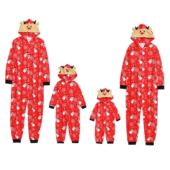 Morttic Christmas Pajamas for Family, Matching Set Hoodie Pajamas Reindeer Jumpsuit Romper Holiday Pjs Hooded Sleepwear