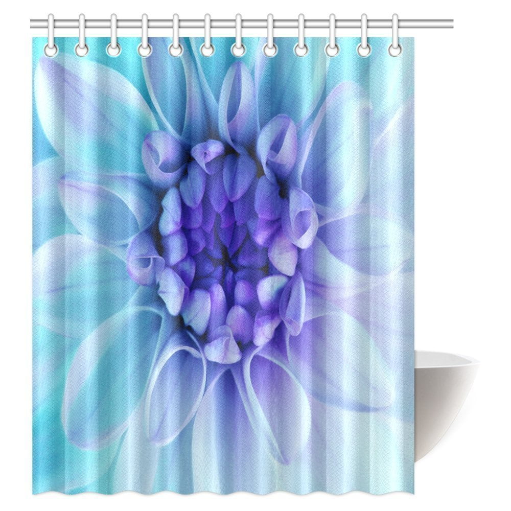 ARTJIA Iridescent Turqoise Beautiful Dahlia Flower Blooms Blue Center 