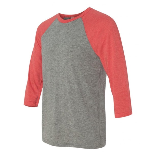 Raglán de béisbol de manga de tres cuartos unisex - rojo / gris - pequeño Bella Camiseta de manga corta