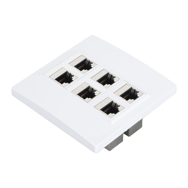 Jack Wall Plate, Evite El Desorden del Desorden a la Femenina de 6 Puertos Ethernet Jack de Pared Fácil de Instalar para Trabajar