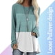 thumbnail image 5 of Camiseta de mujer de manga larga, cuello redondo, color en contraste, algodón, azul cielo, XL Scienceny AP000711-15, 5 of 7