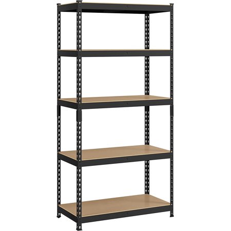 COOKCOK 5-Tier Storage Shelving Unit,Metal Storage Shelves Garage Shelving Unit Adjustable Garage Storage Shelves Storage Racks Heavy Duty Shed Shelving,5-Tier Utility Shelves,Black,35.43"x17.7"x70.8"