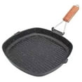 YiaNXan Nonstick Grill Skillet Foldable Wooden Handle Steak Skillet