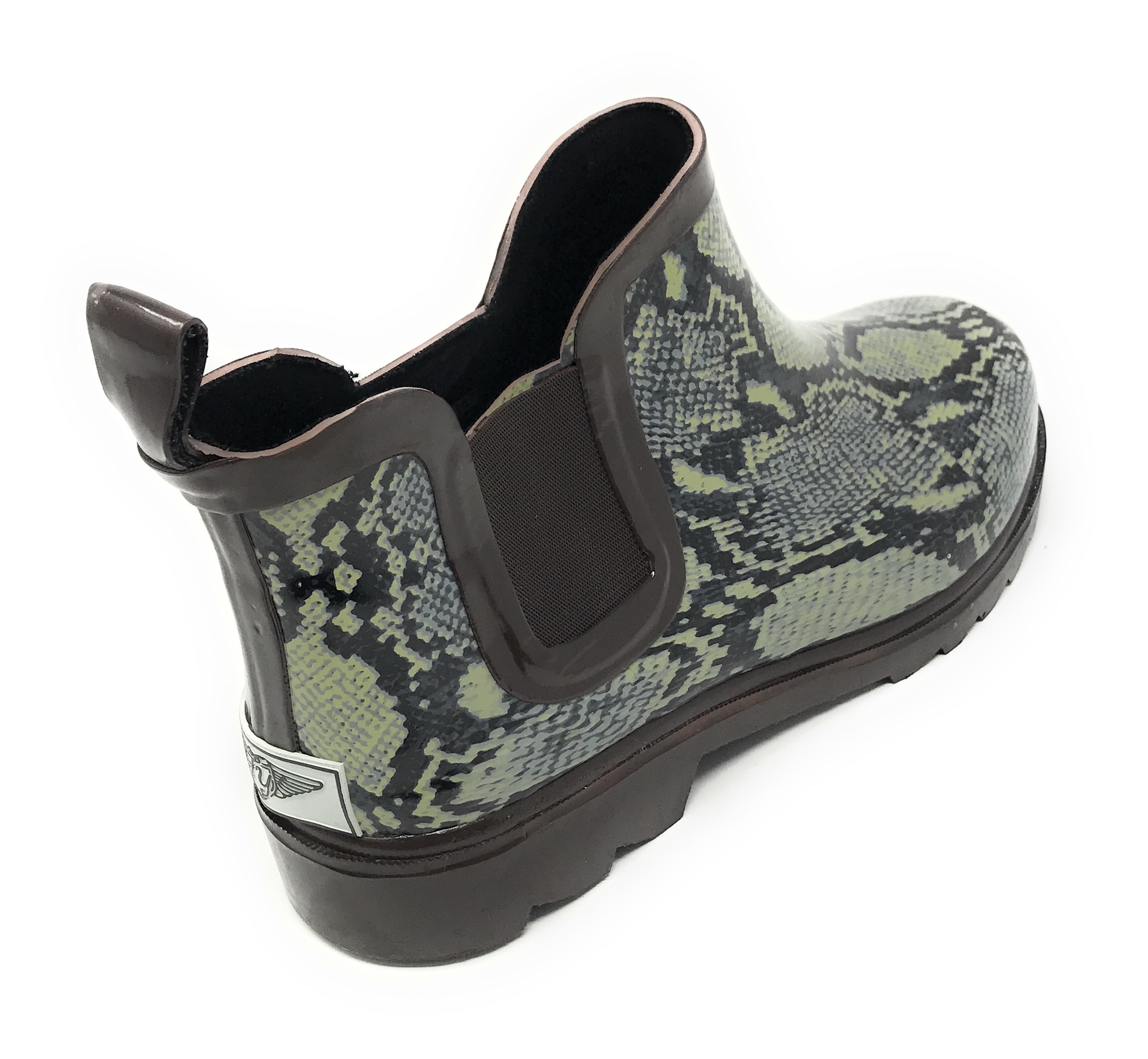Forever Young Women's Pull Up Snake Skin Print Chelsea Rain Boots