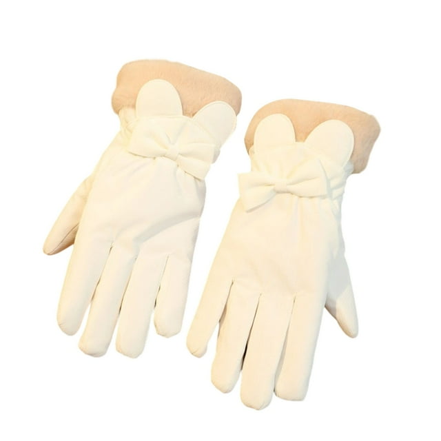 White Womens Touchscreen Ski Gloves For Winter Outdoor Sports Thermal Lining Cold Proof Water Resistant And Smartphone Compatible