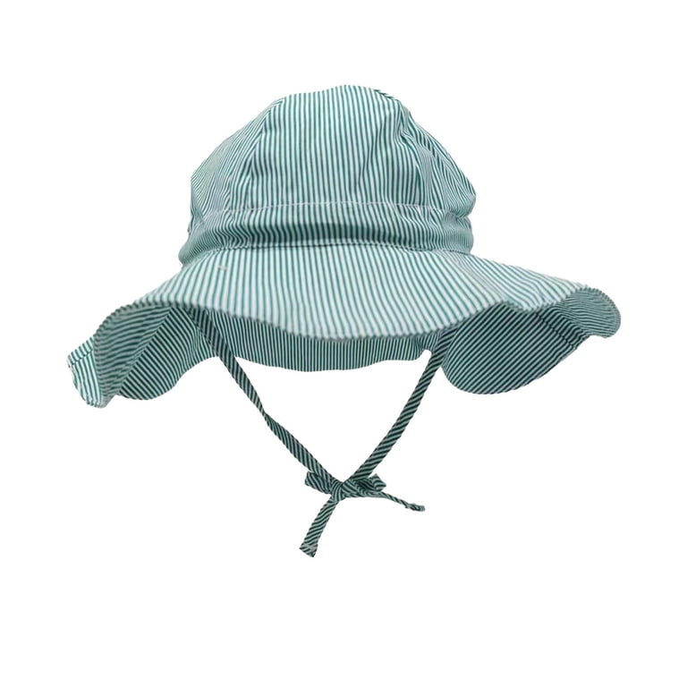 Blue and Green Striped Wide-Brimmed Sun Hat Floppy Woven Hat - Blue Stripe - Etsy main image 2