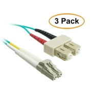 ACL 29.52 Feet (9 Meter) LC to SC 10 Gigabit Aqua Fiber Optic Cable, Multimode, Duplex, 50/125, 3 Pack