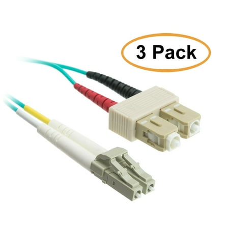 ACL 29.52 Feet (9 Meter) LC to SC 10 Gigabit Aqua Fiber Optic Cable, Multimode, Duplex, 50/125, 3 Pack