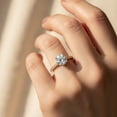 thumbnail image 3 of Jewelerix Round Cut 2 Ct Moissanite Solitaire Engagement Ring, White Gold Vermeil Band with Pave Stones, Wedding Promise Ring for Women, 3 of 4