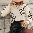 thumbnail image 4 of Women'S Casual Long Sleeve Round Neck Top Drop Shoulder Pattern Cable Knit Pullover Sweater  M, 4 of 5
