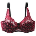 thumbnail image 2 of Ahuyic Womens Bra,Summer Plus Size Bra,Womens Lace Gathered Bra Plus Size Sports Bra Underwear Yoga Hollow Out Bra Cup,Red,XXL, 2 of 4
