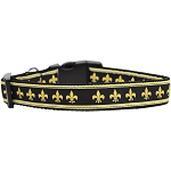 Pet Dog and Cat Nylon Collar or Leash, "Black Gold Fleur De Lis"
