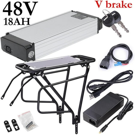 Ebike Battery 48V18A lithiu m li-io n Battery Electric Bicycle Battery Recharg eable Battery V brake (sliver)