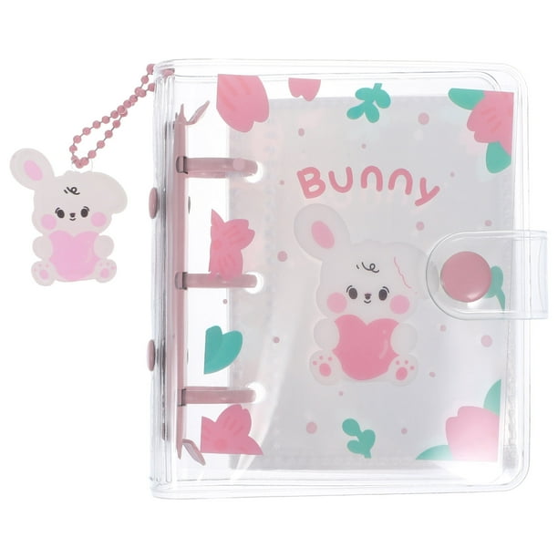 KAKOWELY Álbum de fotos pequeño con cubierta de PVC de dibujos animados y 3 agujeros, funda para tarjetas fotográficas