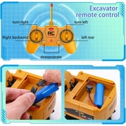 Remote Control Excavator and Dump Truck Toy Set with Barricades, Road Signs, Lights Sounds, Birthday Gifts for 3-12 Year Boys Girls
